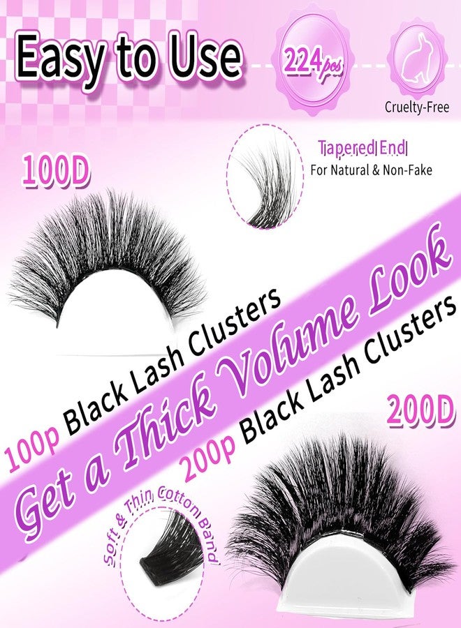 FOINEMYED Lash Clusters Kit 100D+200D Thick Volume Eyelash Clusters Kit 12-22mm Long Cluster Lashes Eyelash Extensions Kit Individual Clusters Lashes Kit DIY at Home D Curly Lash Extension by FOINEMYED - Image 4